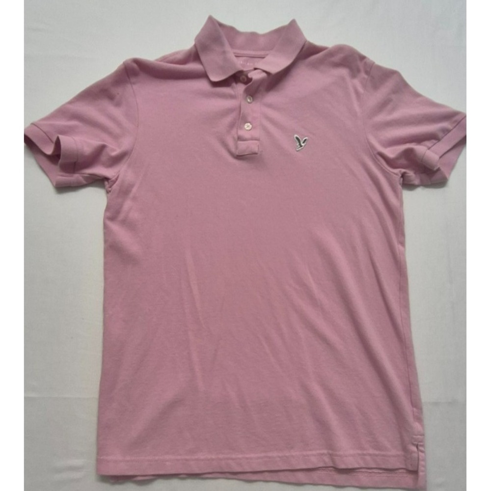 American Eagle Pink Standard Fit Polo Shirt Men's Small Eagle Logo 100% Cotton